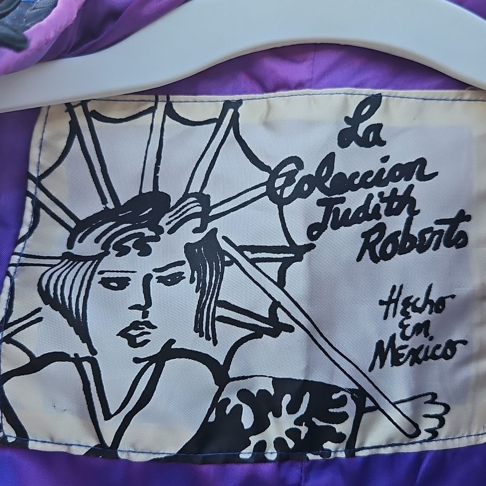 Vintage Judith Roberts La Colección Appliqué Crop Jacket Black Bright Abstract - Picture 9 of 11